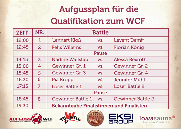 Aufgussplan Sonntag
