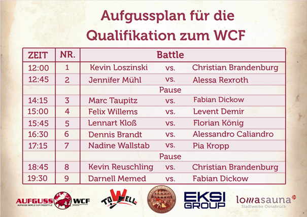 Aufgussplan Samstag