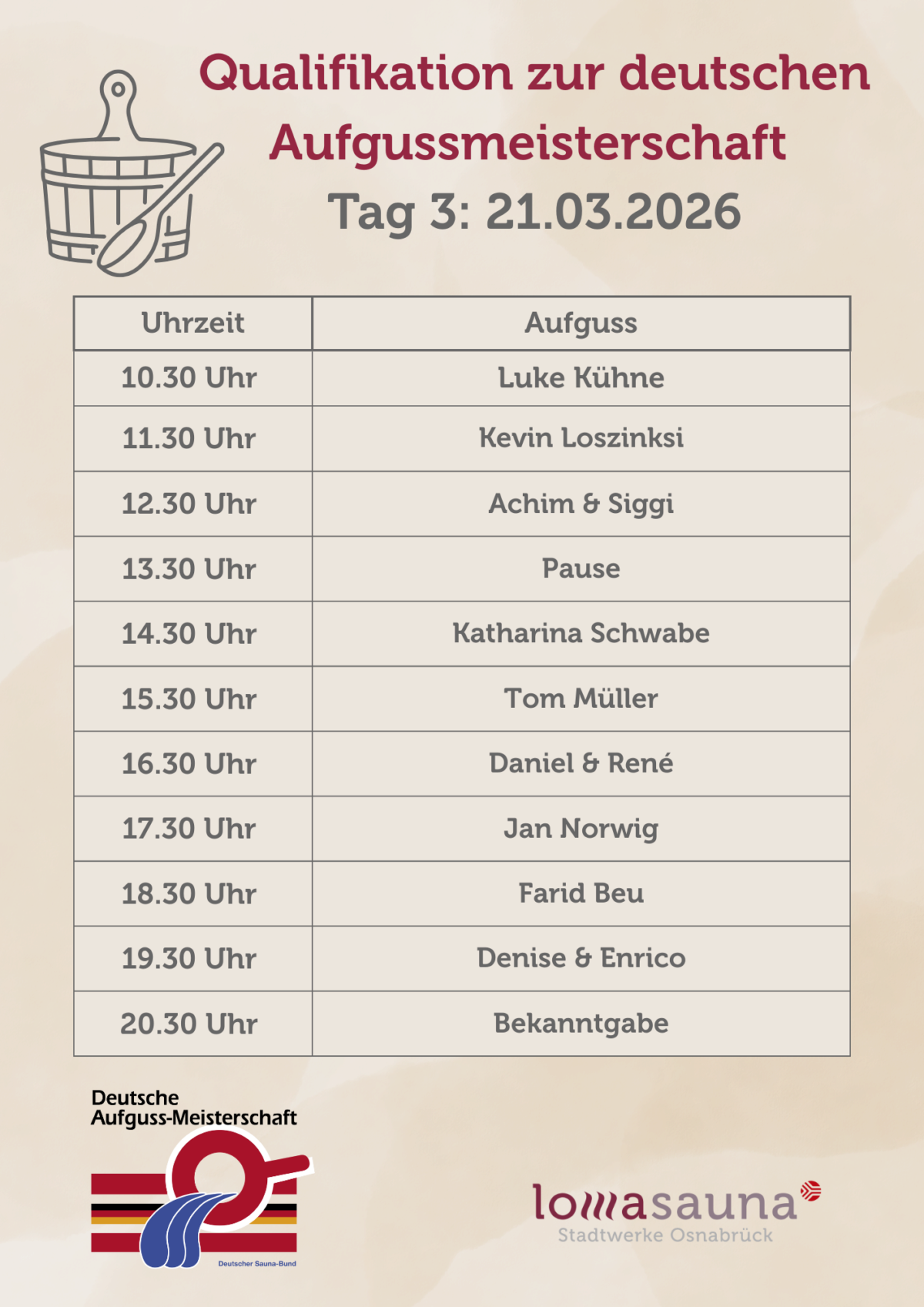 Aufgussplan 21.03.2026